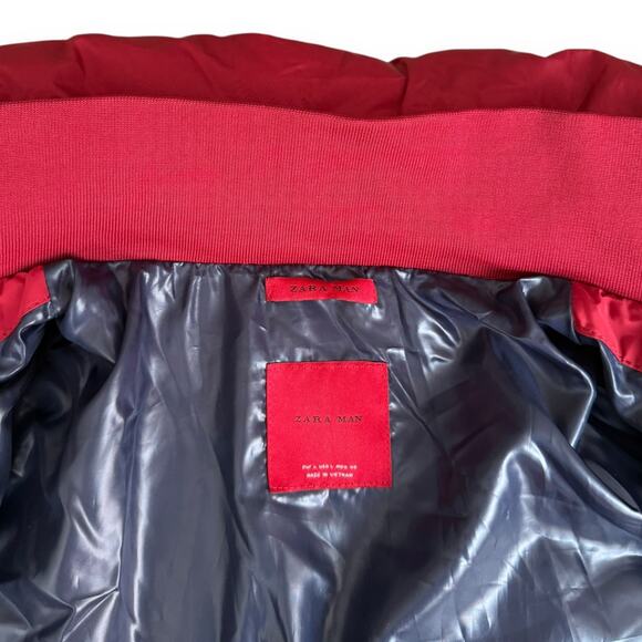Zara Men’s Red Puffer Coat - Size L - Picture 7 of 9